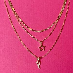 NEW ELLISON+YOUNG stars & lightning triple-layer charm necklace in gold